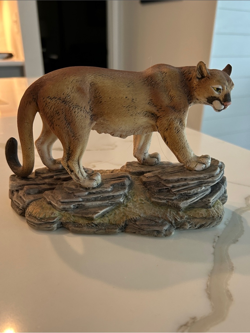 Vintage 1980s Andrea by Sadek Porcelain Puma Figurine #5616 Mountain Lion Cougar
